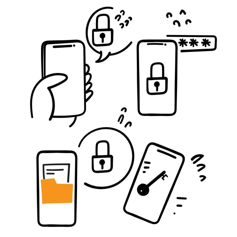 hand drawn doodle Set of Locks Related Vector illustration