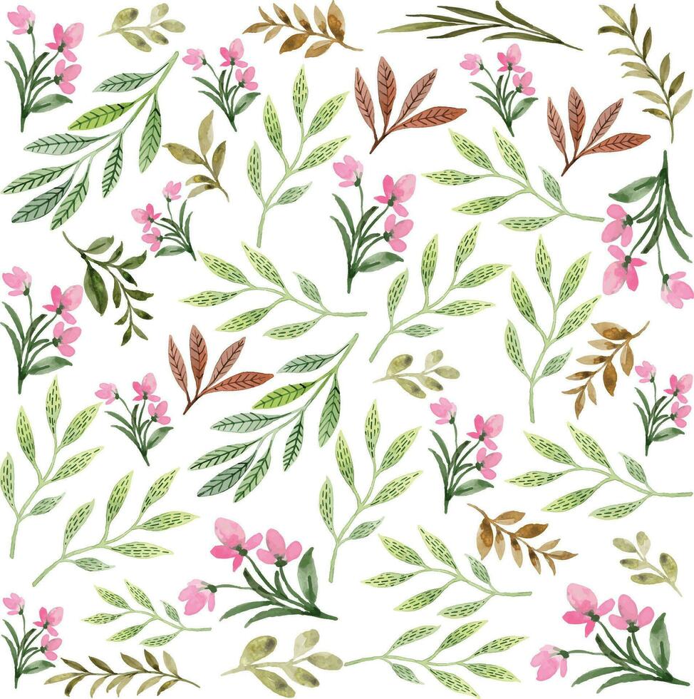 leaves watercolor seamless patterns vector