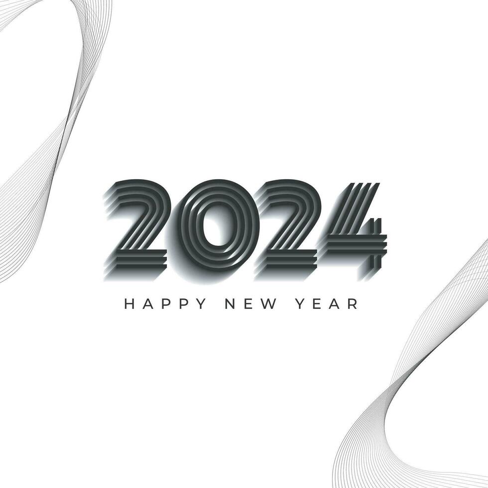 2024 Happy New Year text typography vector design poster template brochure decorated flyer banner design