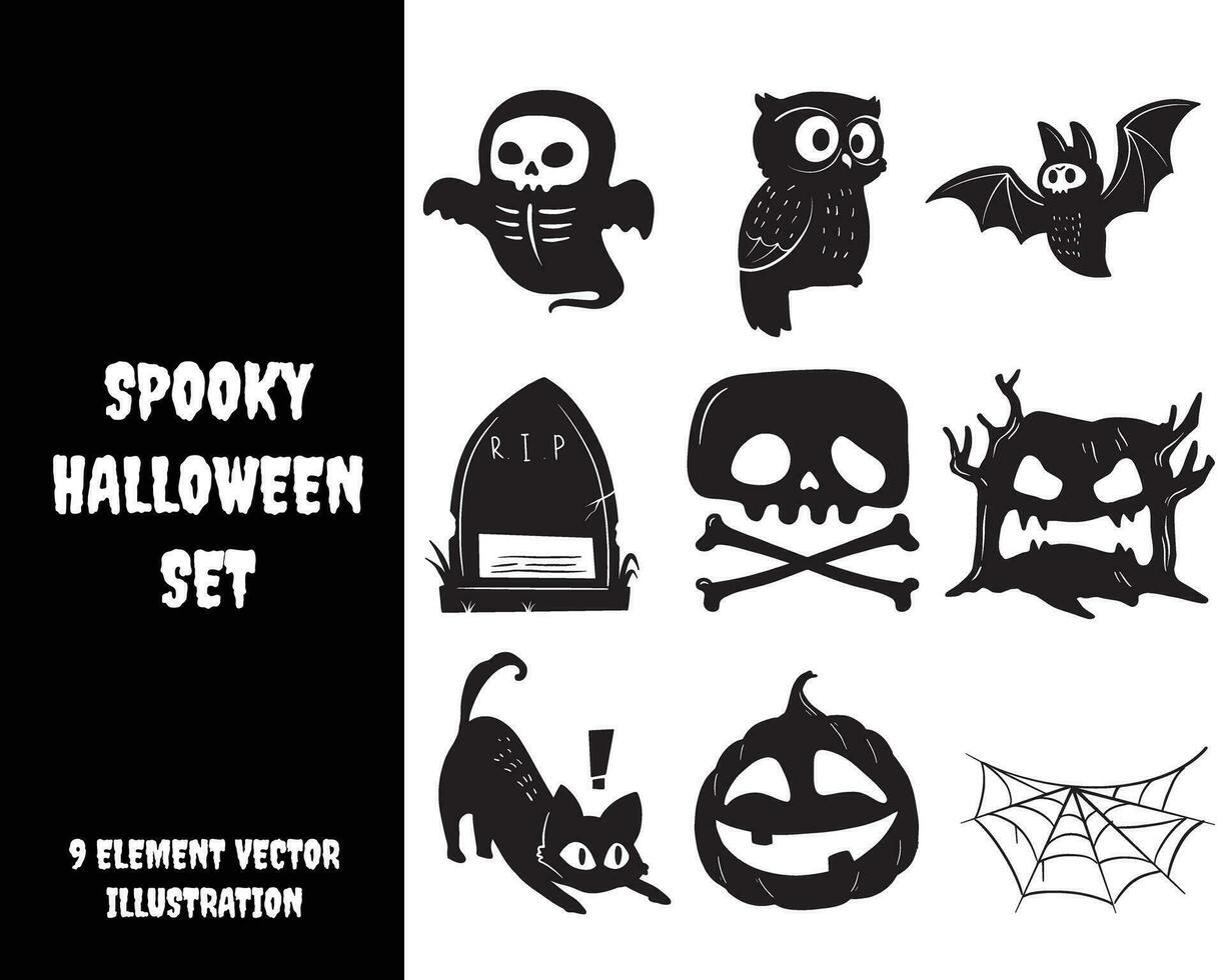 set of halloween elements vector