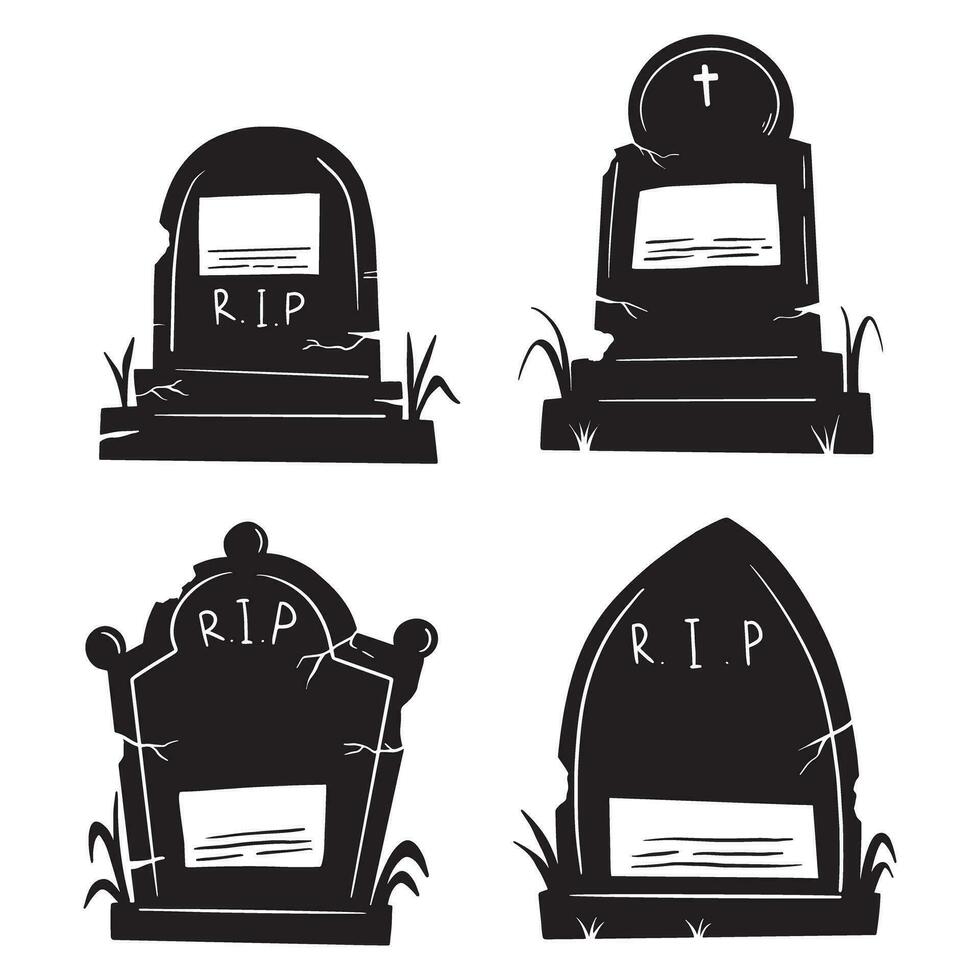 Halloween Graveyard Clipart Bundle vector