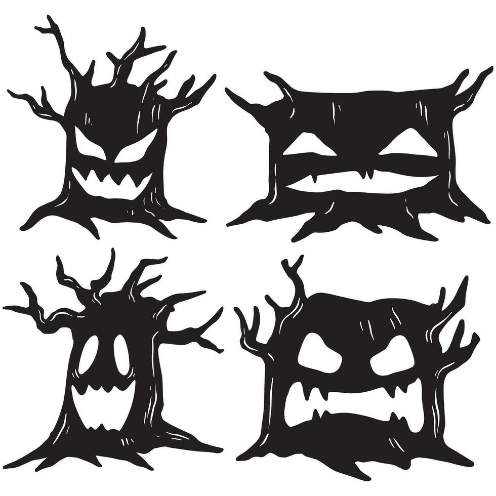 Halloween Scary Tree Clipart Bundle vector