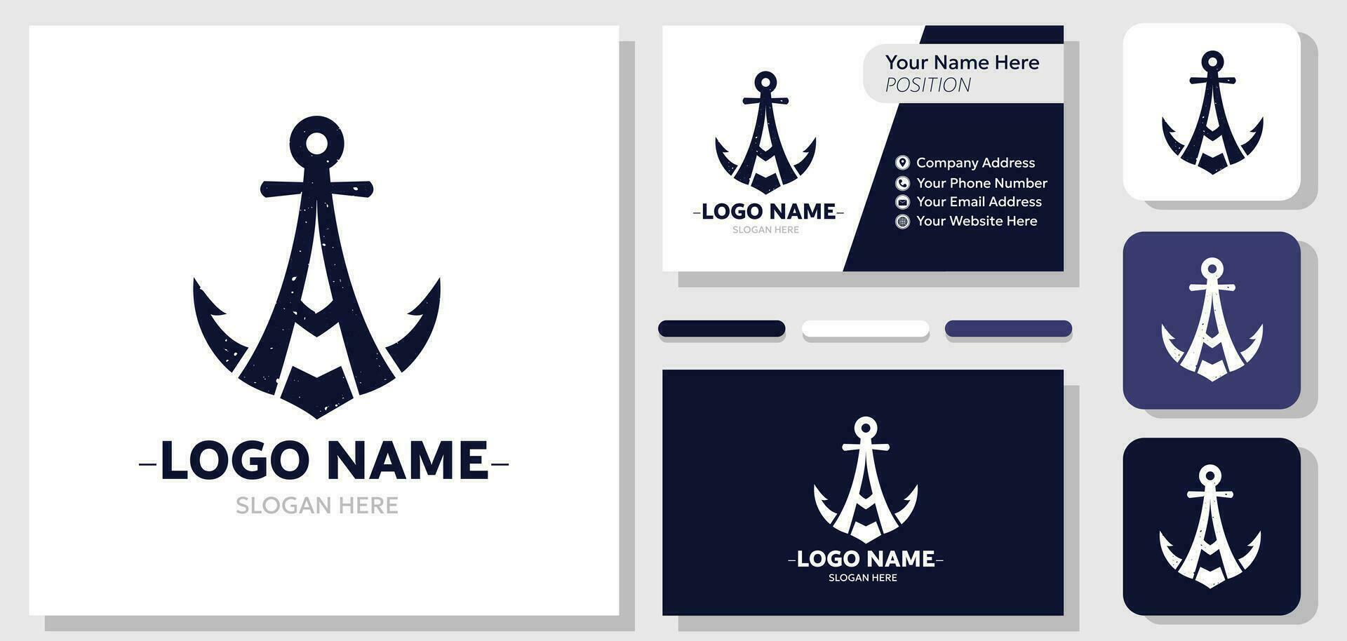 A Word Anchor Logo and Business Template Set vector