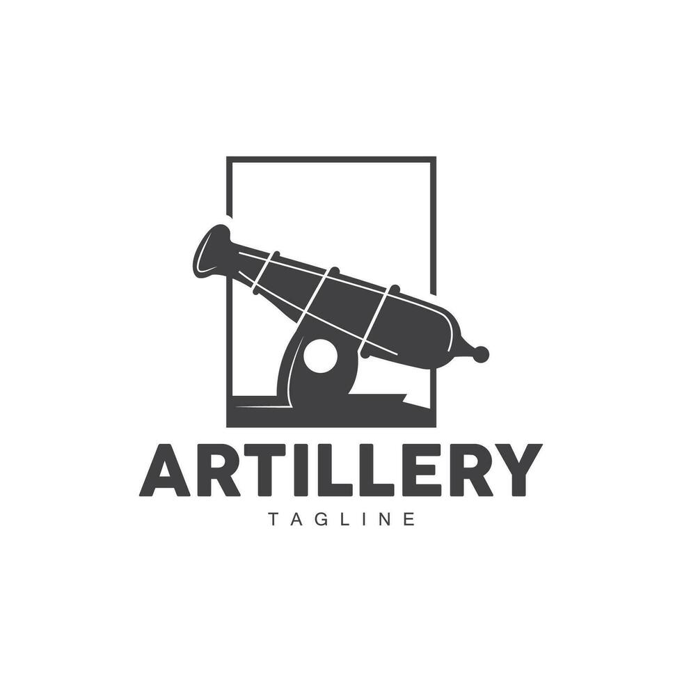 Cannon Logo, Army Artillery Weapon Design Vector Illustration Silhouette