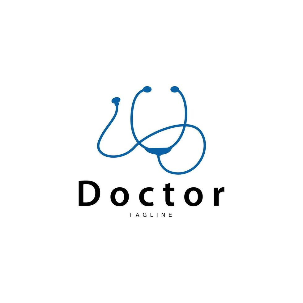 estetoscopio logo, salud médico diseño sencillo línea vector símbolo ilustración