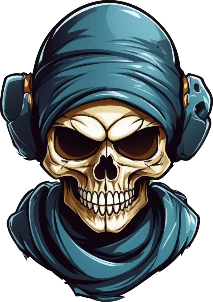 Skull with Hoodie Logo Mascot Illustration AI Generative png