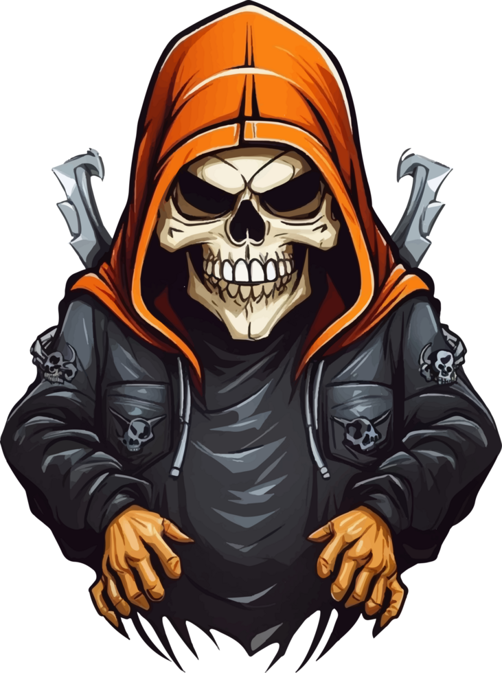 Skull with Hoodie Mascot with AI Generative png