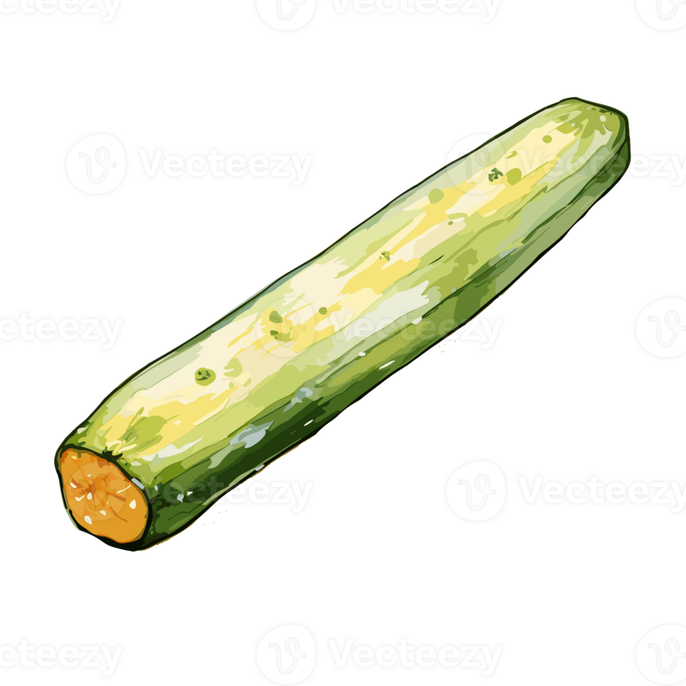 Zucchini watercolor illustration, Vegetable isolated on transparent background, AI Generative png