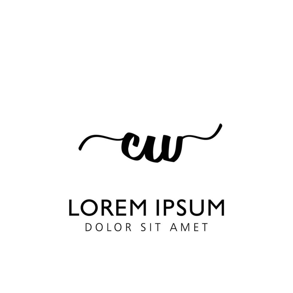 CW Initial Handwriting Template Design vector