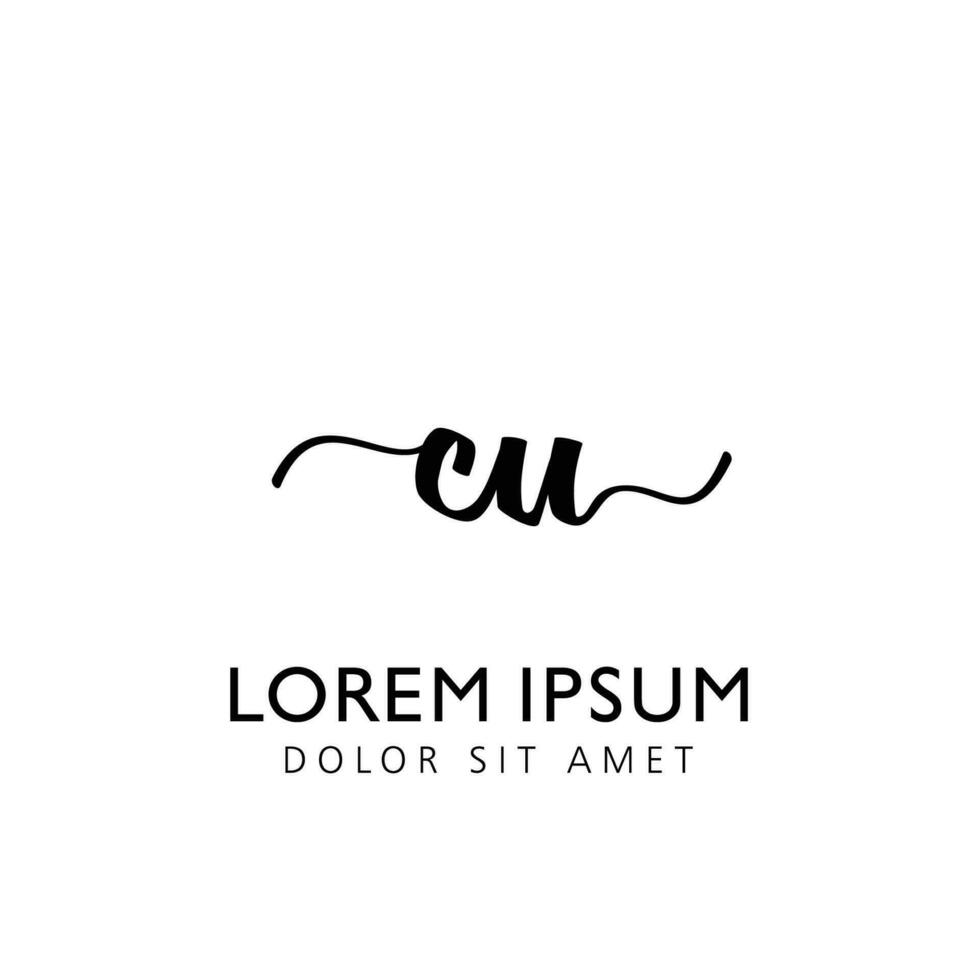 CU Initial Handwriting Template Design vector