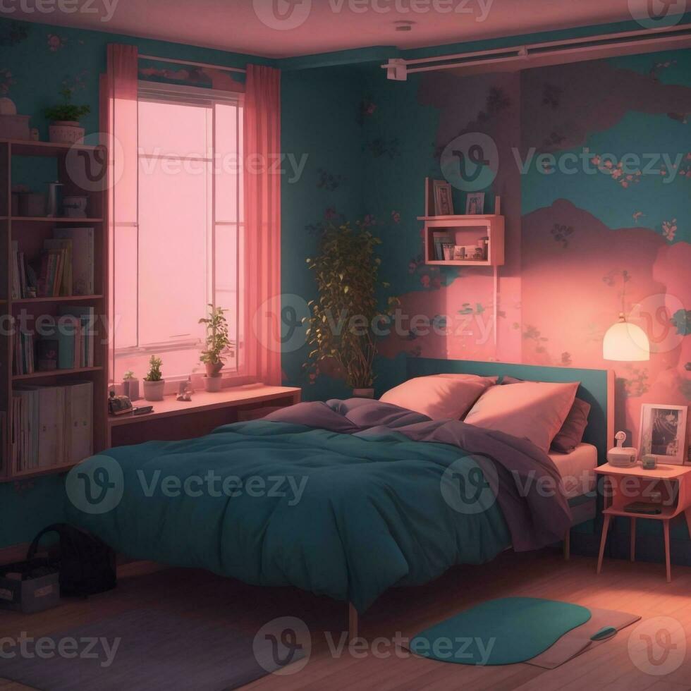 Lofi Bed Room AI generated photo