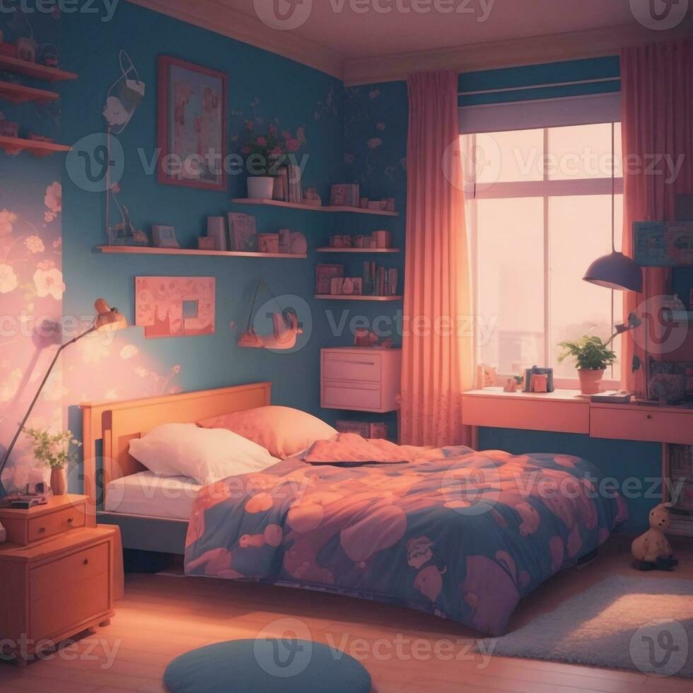 Lofi Bed Room AI generated photo