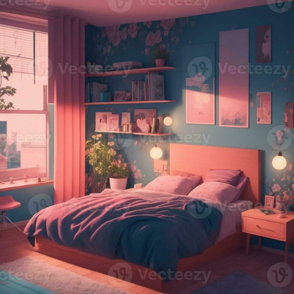 Lofi Bed Room AI generated photo