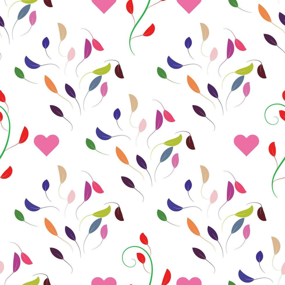 Lovely Flowers with hearts Pattern. vector