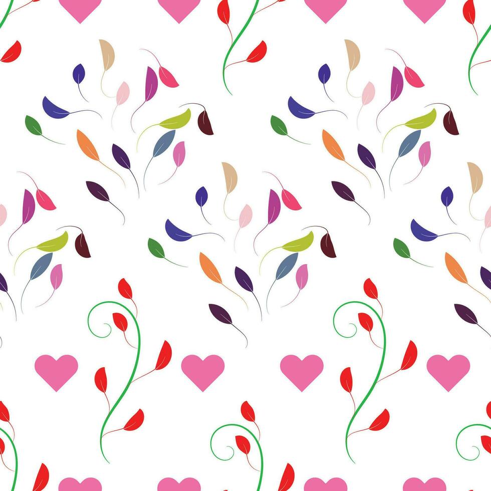 Lovely Flowers with hearts Pattern. vector