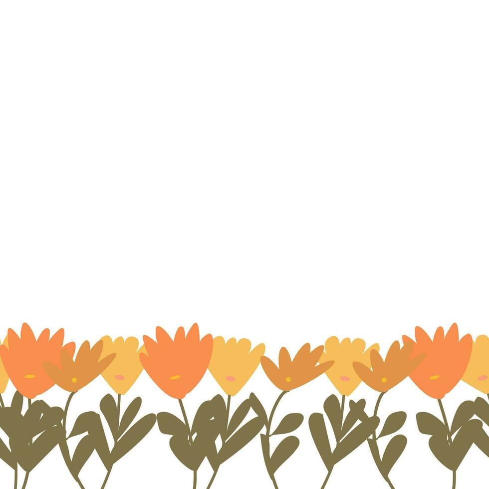 banner with orange calendula on white background. Vector illustration in a cartoon style