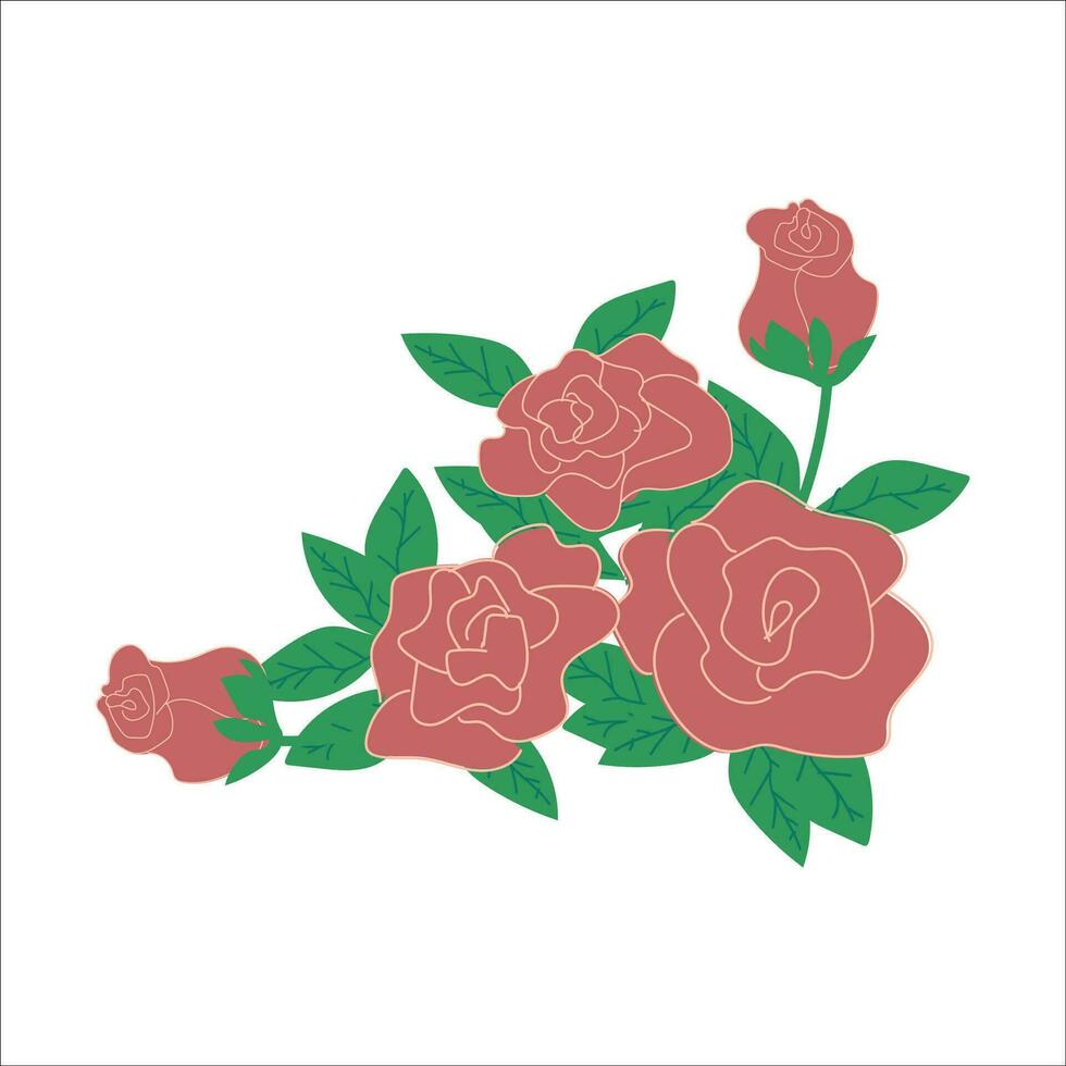 vector corner background with red roses, isolated