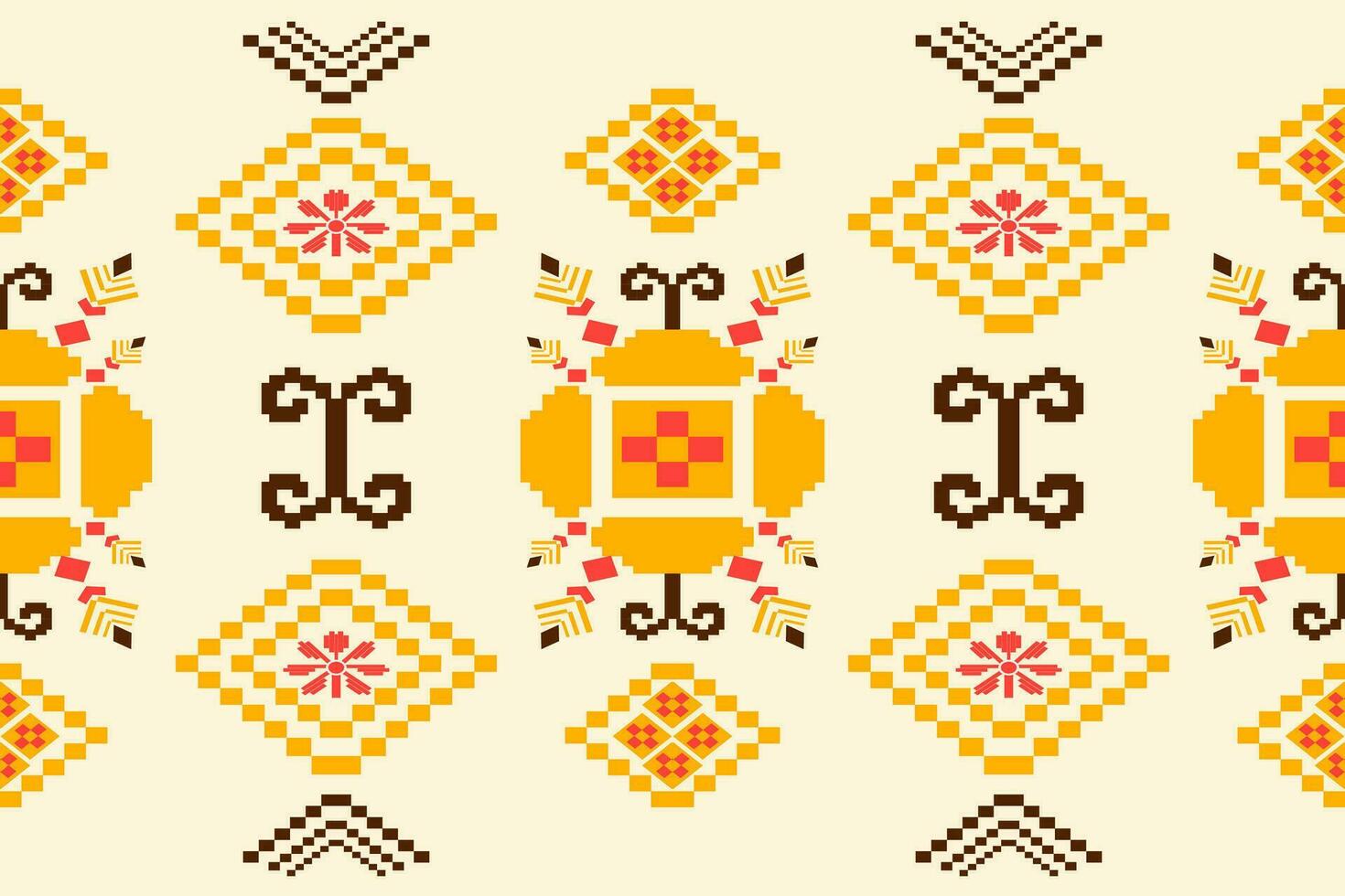 Beautiful floral cross stitch embroidery on white background.geometric ethnic oriental seamless pattern traditional.Aztec style abstract vector.design for texture,fabric,clothing,wrapping,carpet,print vector