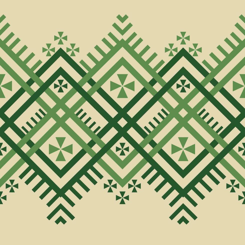 diseño tradicional de patrón étnico geométrico para fondo, alfombra, papel pintado, ropa, envoltura, batik, tela, sarong, estilo de bordado de ilustración vectorial. vector