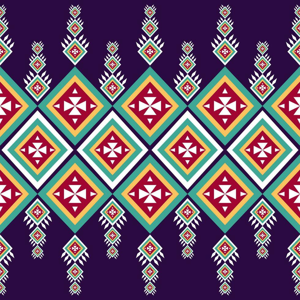 diseño tradicional de patrón étnico geométrico para fondo, alfombra, papel pintado, ropa, envoltura, batik, tela, sarong, estilo de bordado de ilustración vectorial. vector