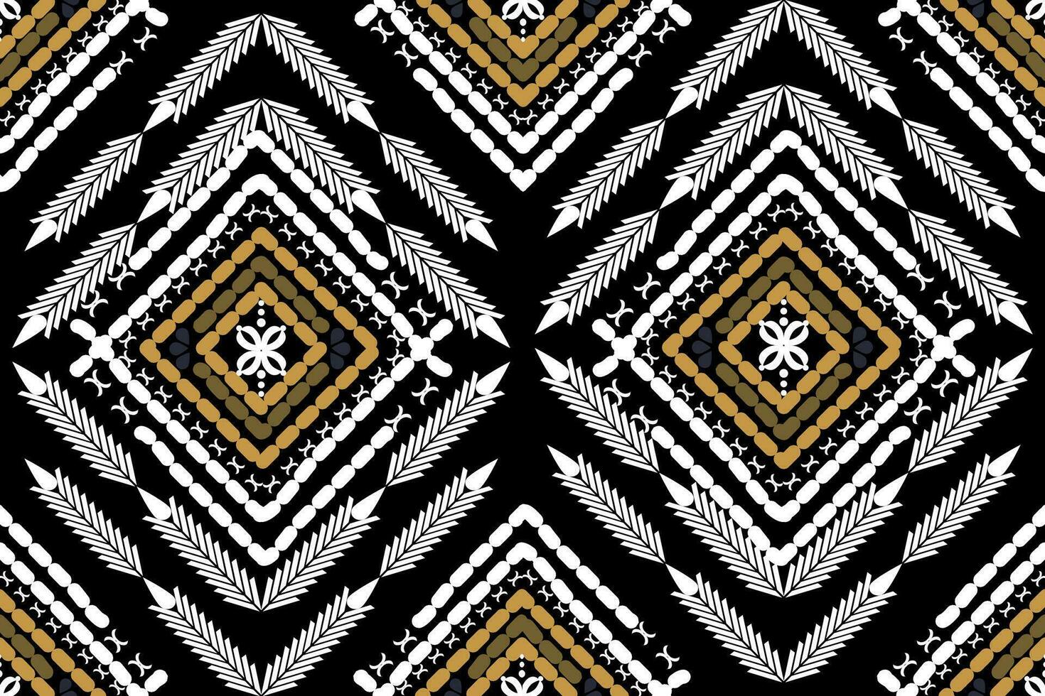 arte abstracto étnico ikat. patrón impecable en estilo tribal, bordado folclórico y mexicano. estampado de adornos de arte geométrico azteca.diseño para alfombras, papel pintado, ropa, envoltura, tela, cubierta, textil vector