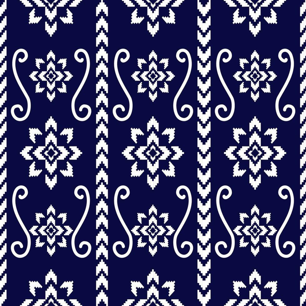 arte abstracto étnico ikat. patrón impecable en estilo tribal, bordado folclórico y mexicano. estampado de adornos de arte geométrico azteca.diseño para alfombras, papel pintado, ropa, envoltura, tela, cubierta, textil vector