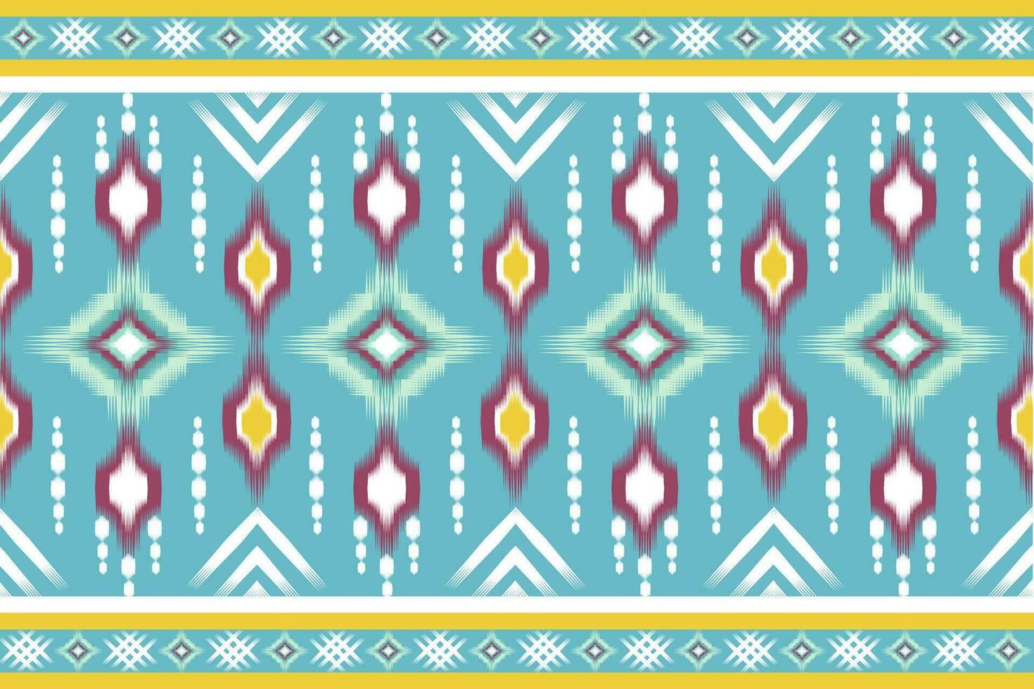 African Ikat paisley embroidery on blue background, traditional seamless geometric pattern, aztec abstract pattern design for vector