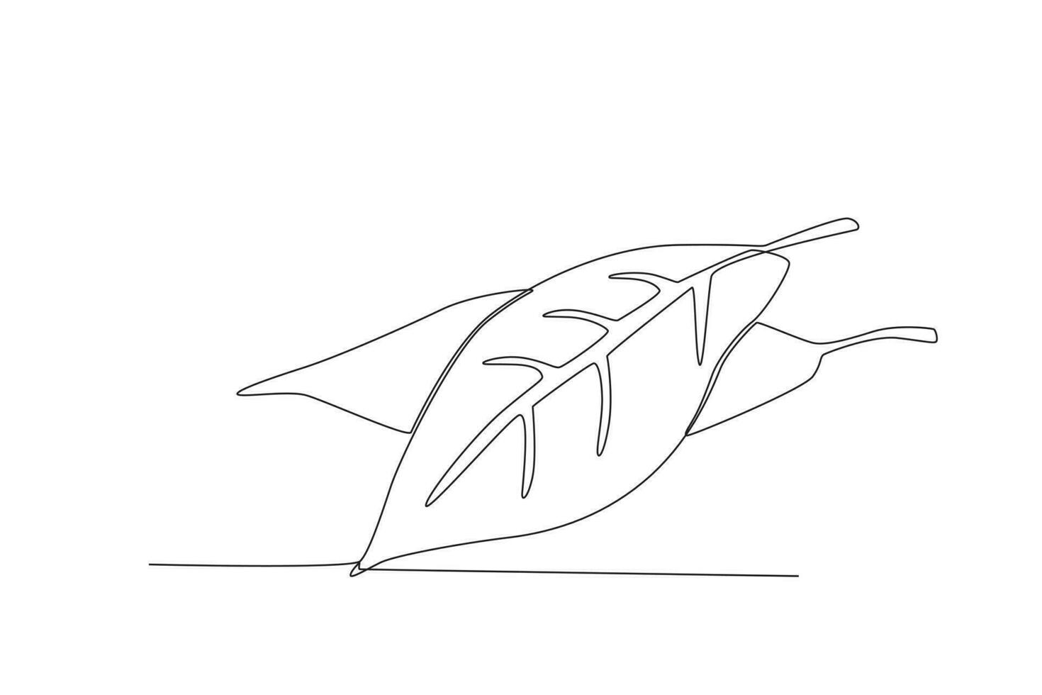 Single one line drawing bay leaf vegetable concept continuous line draw design graphic vector illustration