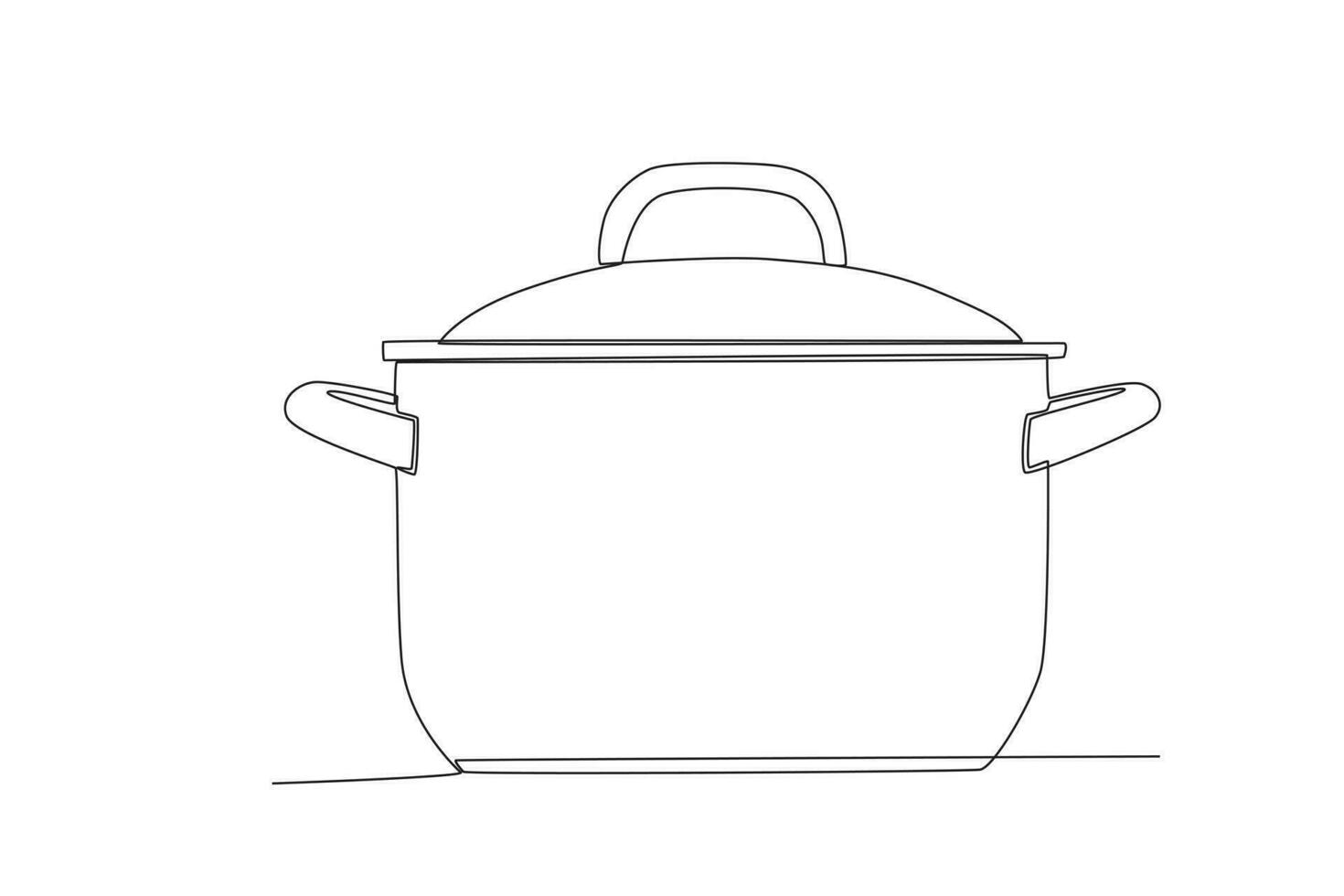 Pan continuous line drawing vector illustration of kitchenware