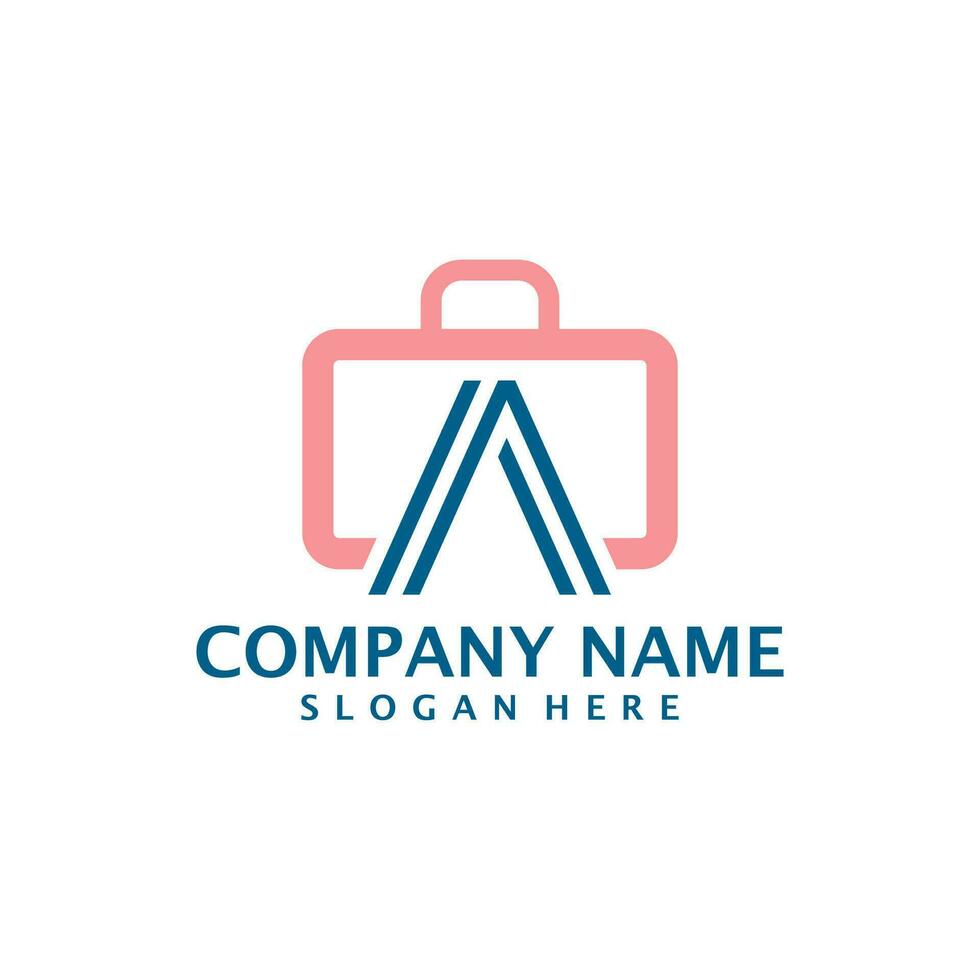Letter A with Suitcase logo design vector. Initial A with Suitcase logo design template concept vector