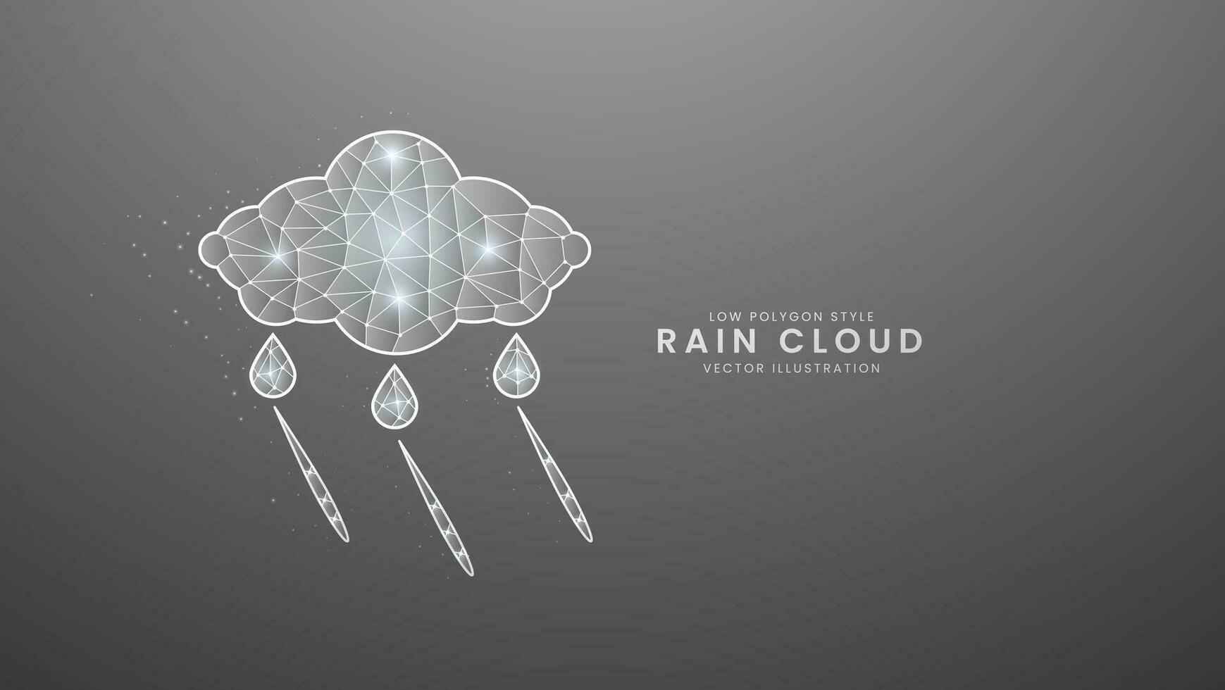 Cloud and rain for weather forecast. Rain drops with gray water, Modern digital low polygon style vector illustration