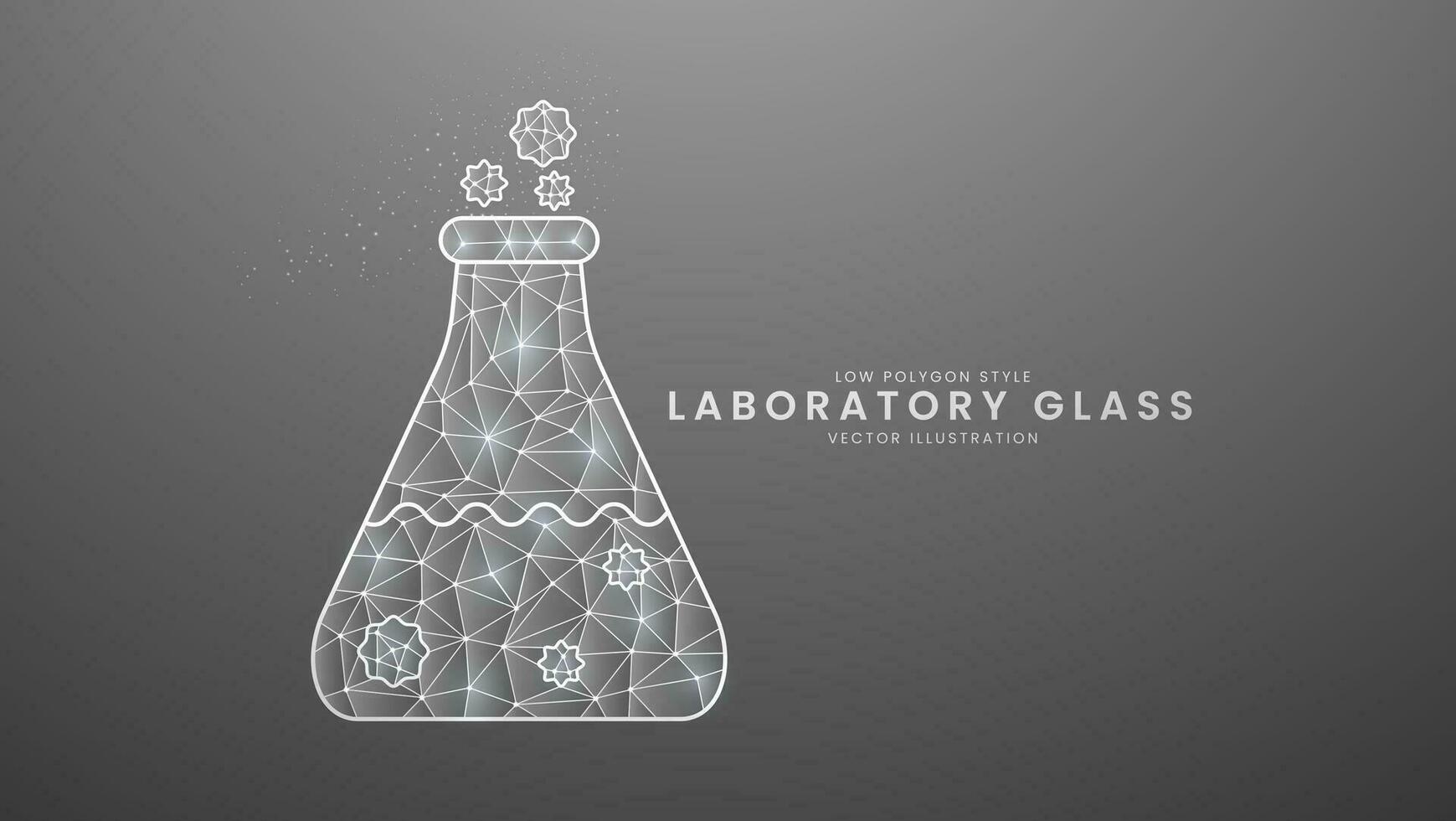 Laboratory glass. Medicine lab equipment. Science laboratory glassware, Modern digital low polygon style vector illustration