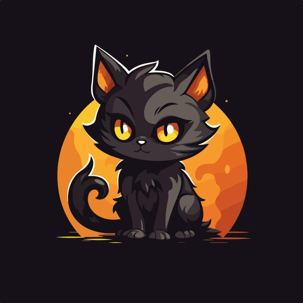 halloween kitten illustartion vector