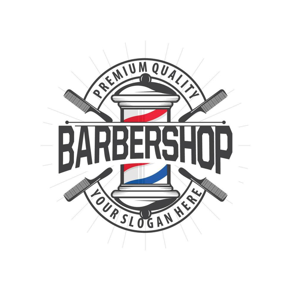 barbería logo, tijeras vector, retro Clásico minimalista tipografía ornamento diseño vector