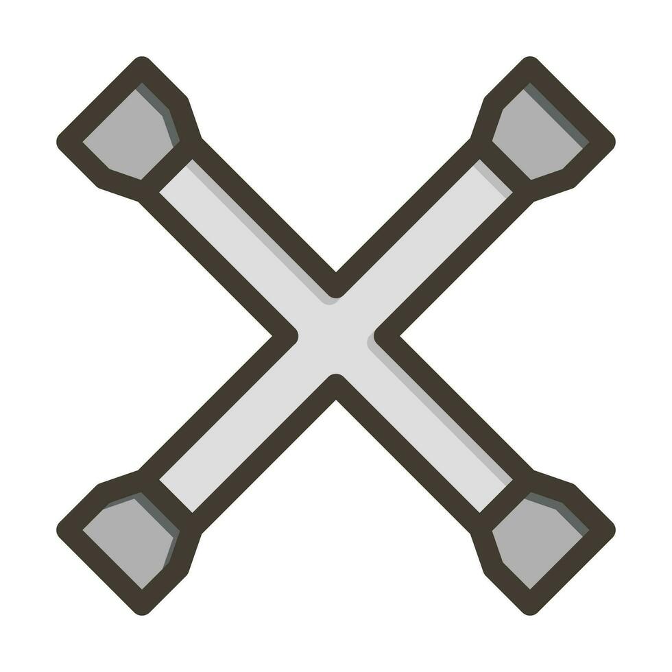 Cross Wrench Vector Thick Line Filled Colors Icon For Personal And Commercial Use.