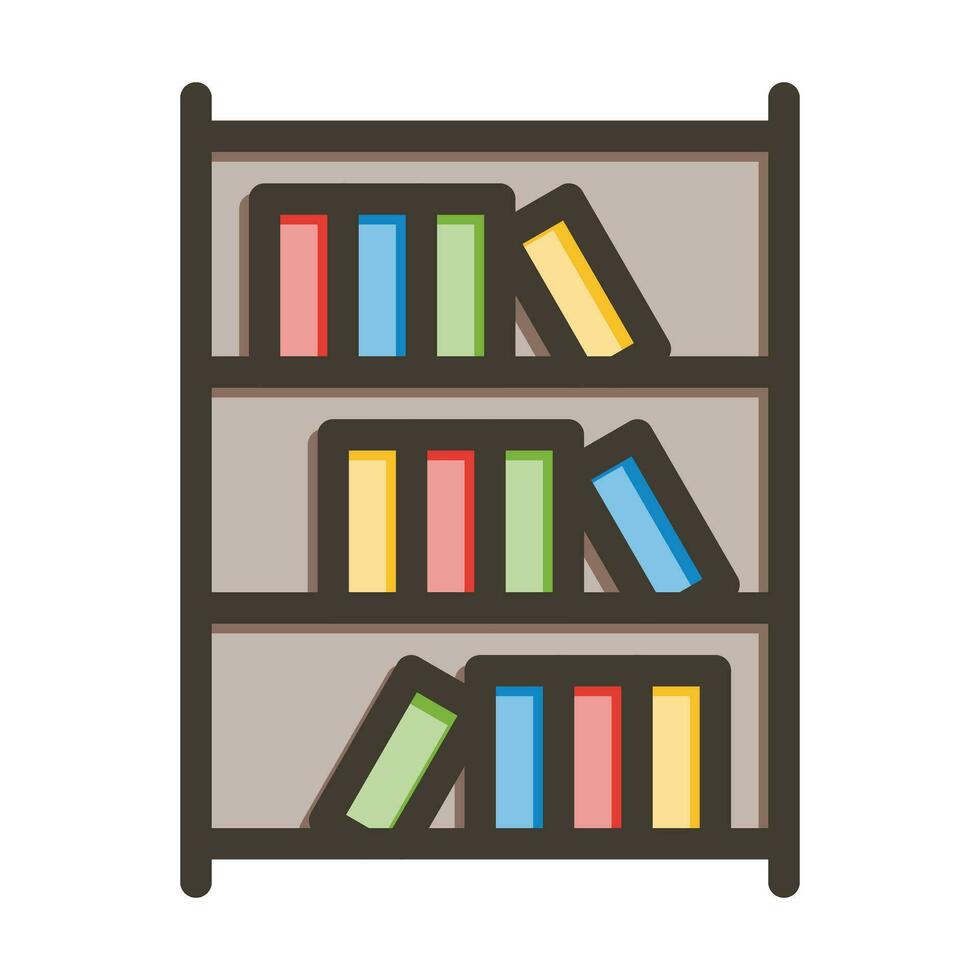 Book Shelf Vector Thick Line Filled Colors Icon For Personal And Commercial Use.