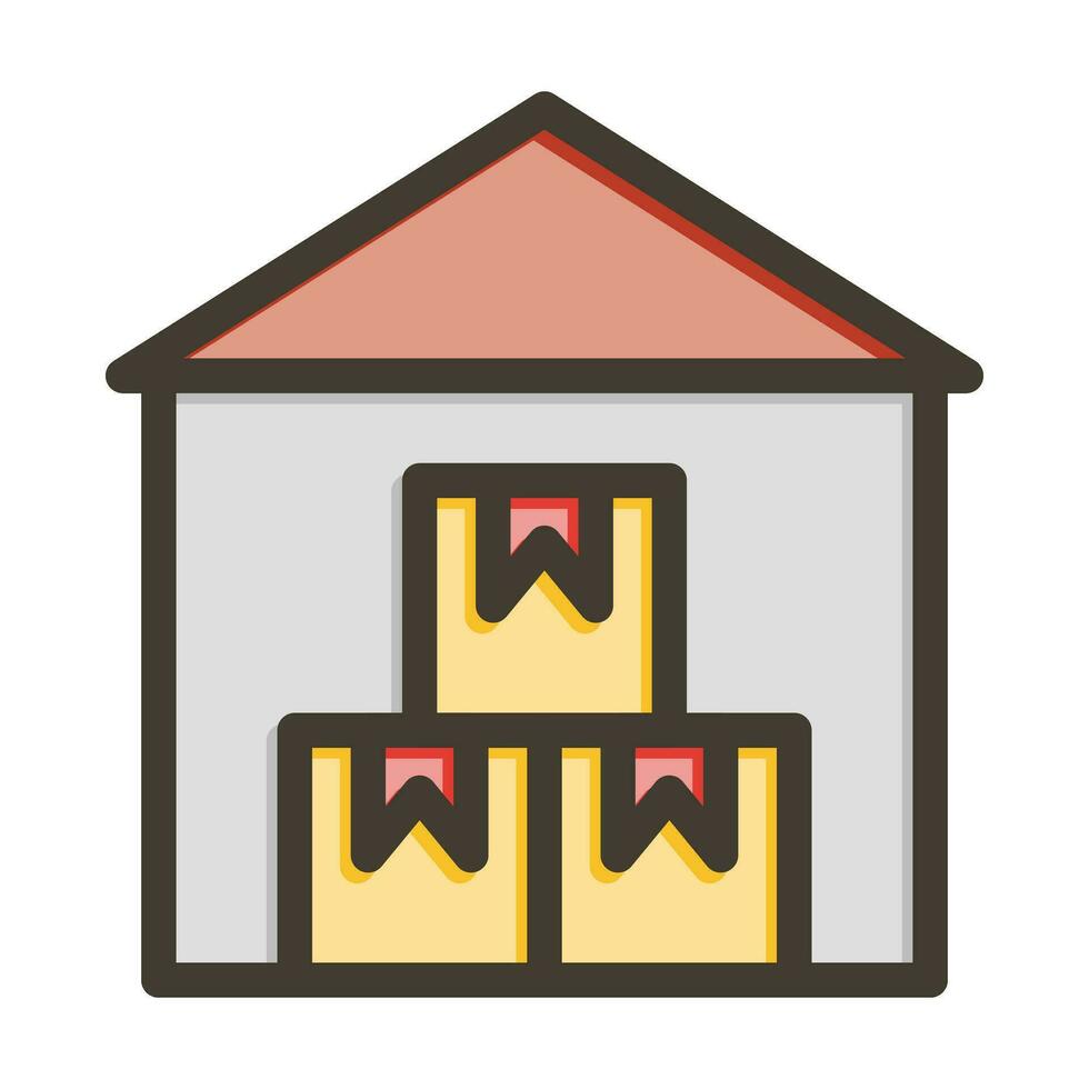 Warehouse Vector Thick Line Filled Colors Icon For Personal And Commercial Use.