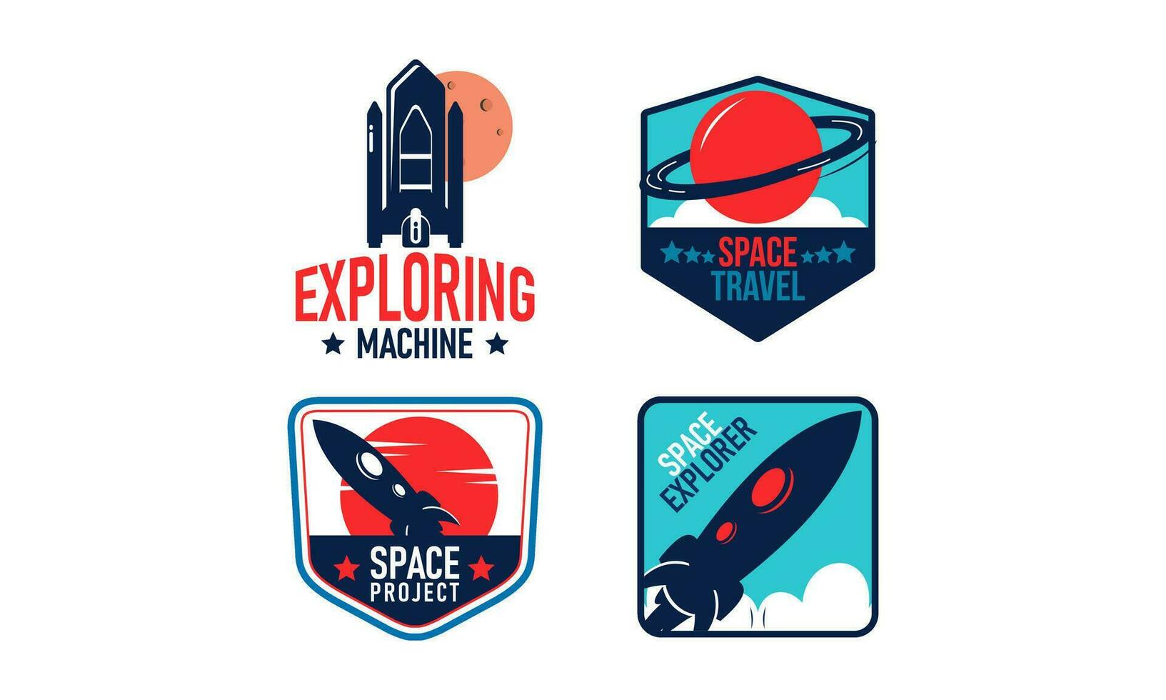 Spacecraft and pressure suit space exploration isolated icons vector