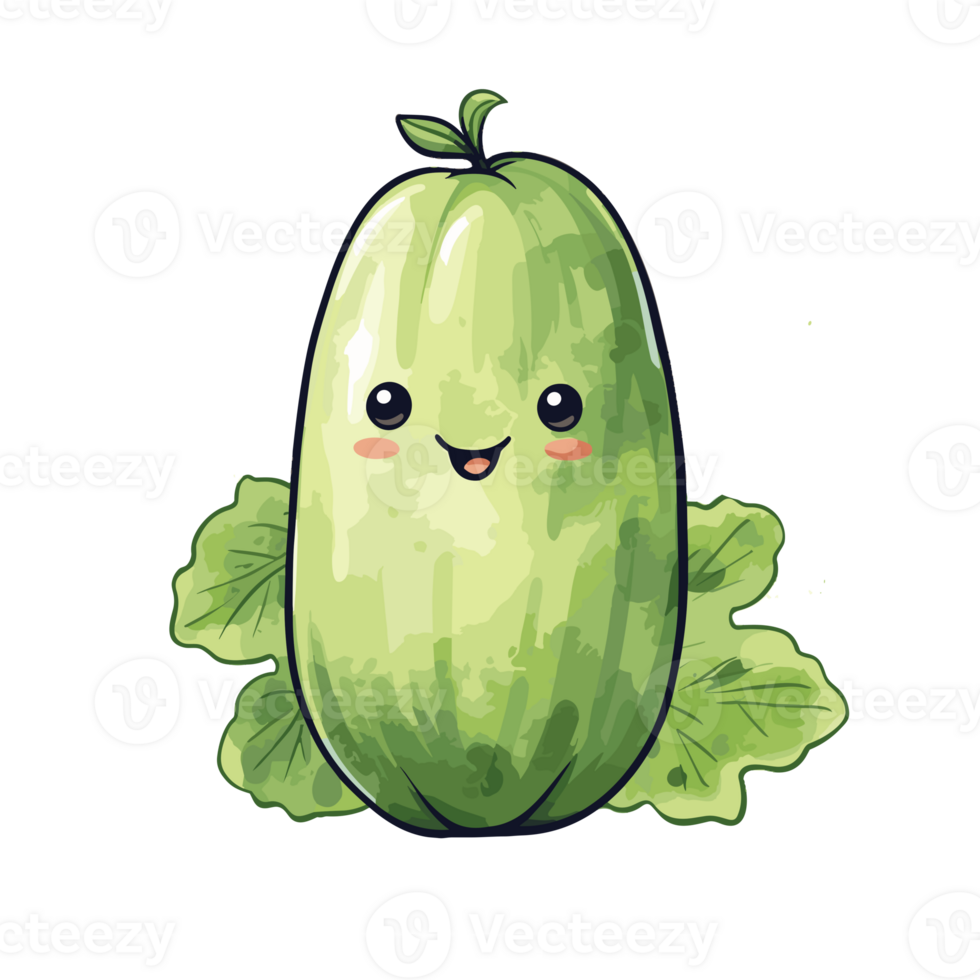 Cucumber watercolor illustration, Vegetable isolated on transparent background, AI Generative png