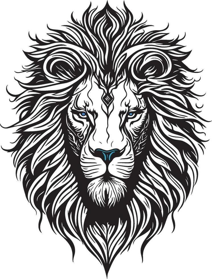 moderno león cabeza con azul ojos diseño vector formato