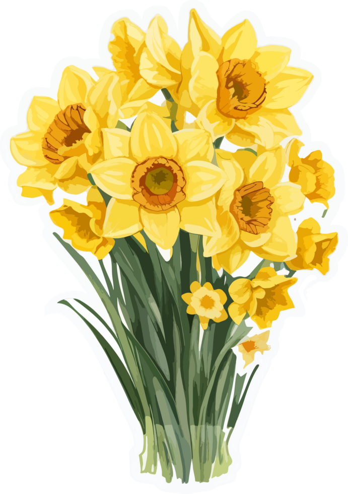 Daffodil Flower Bouquet Sticker AI Generative 28013018 PNG