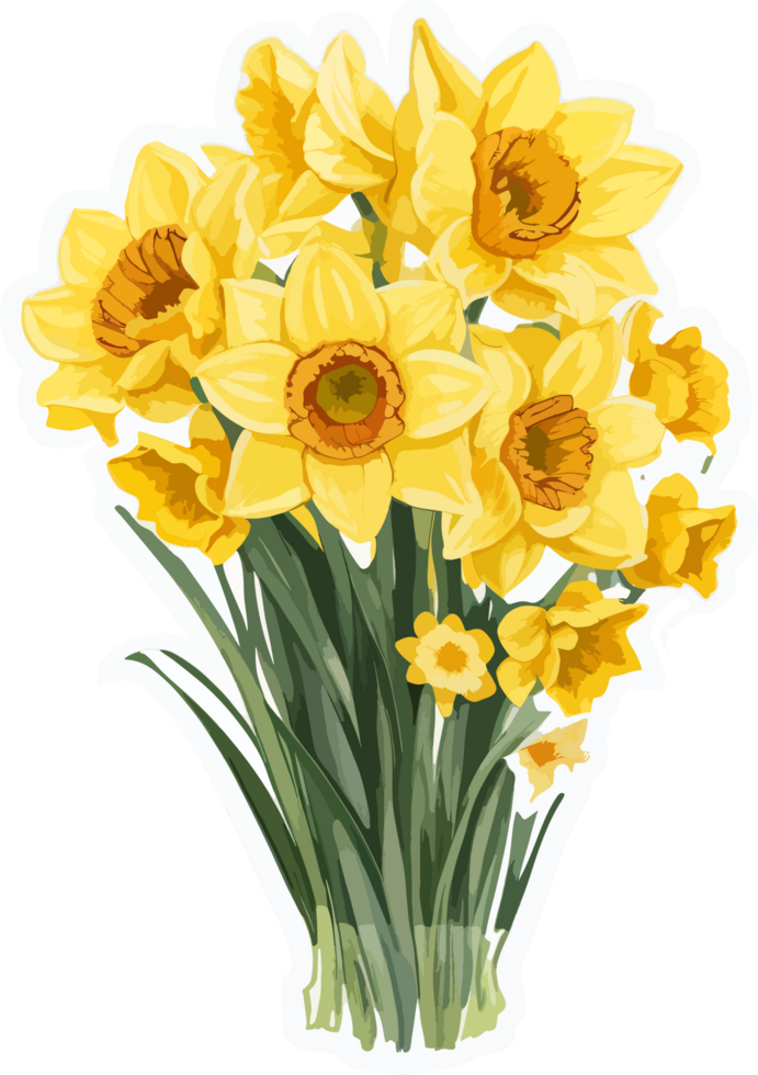 Daffodil Flower Bouquet Sticker AI Generative png