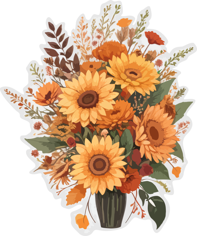 Autumn Flowers Bouquet Free PNG with AI Generative