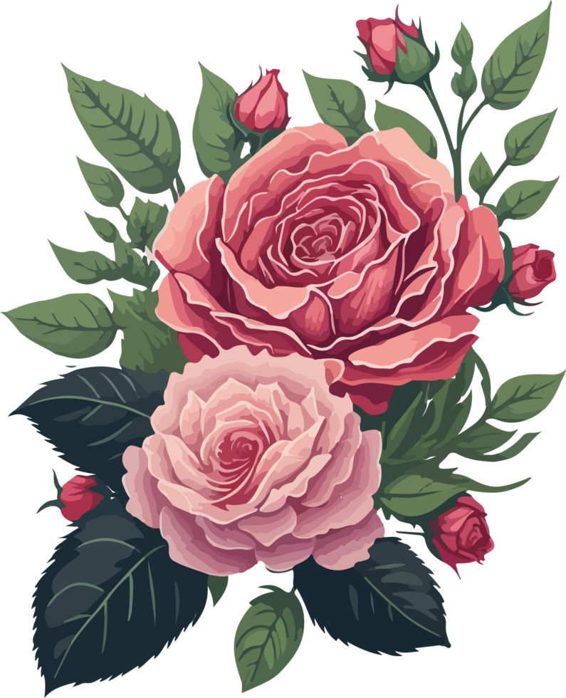 A Rose Flower Clipart Water Color with AI Generative png
