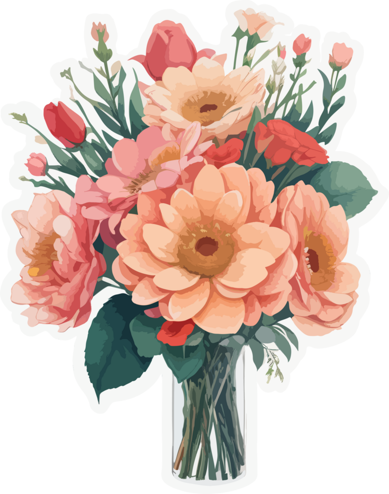 Valentine Flowers Bouquet Clipart with AI Generative png