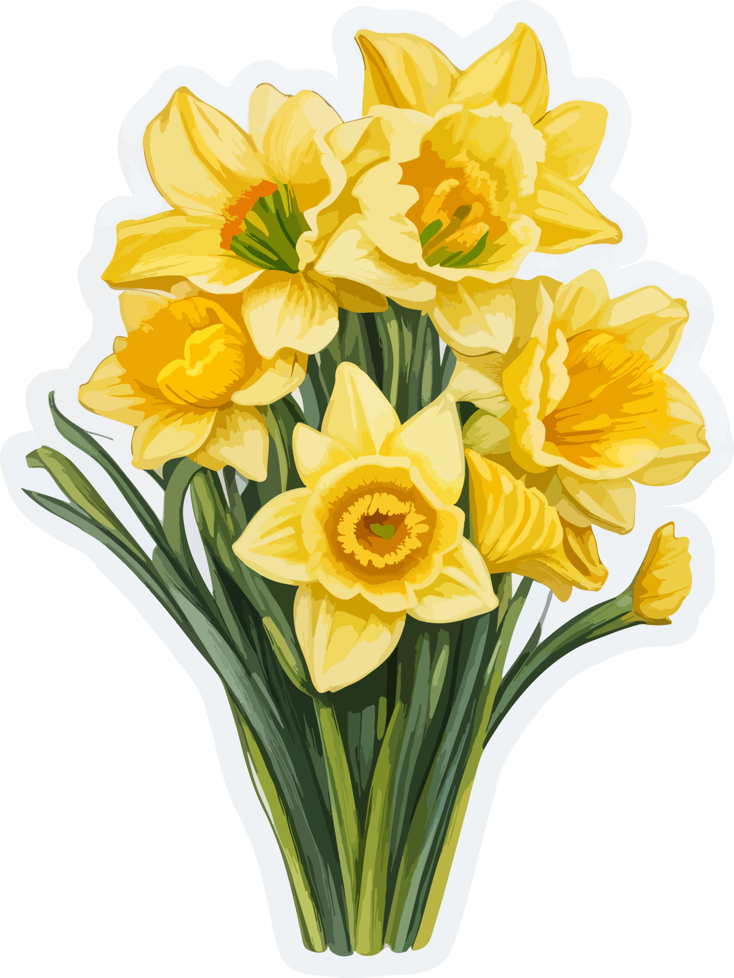 Daffodil Flower Bouquet Clipart AI Generative 28013043 PNG