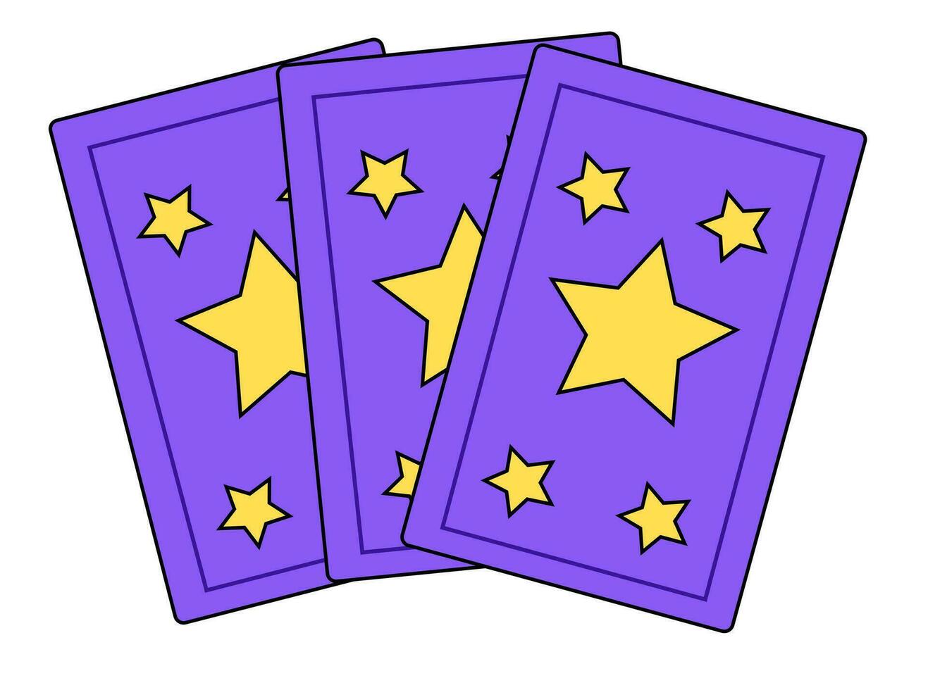 Mystical esoteric cards. Three tarot cards with isolated on a white background. Fortune telling concept. Vector flat illustration.