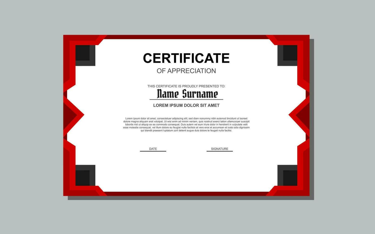 certificate design in red color in modern style vector