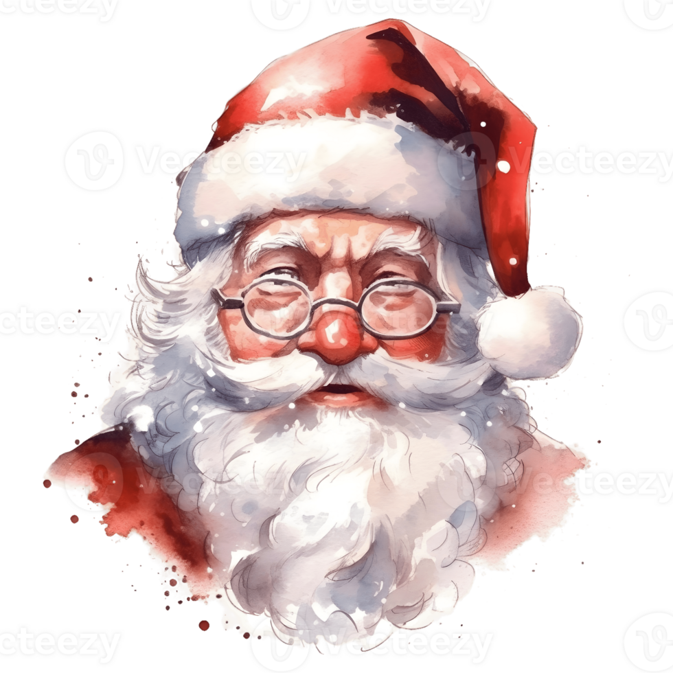 Portrait of Santa Claus head. Smiling Santa Claus. Cartoon santa claus illustration with beard. AI Generative. png