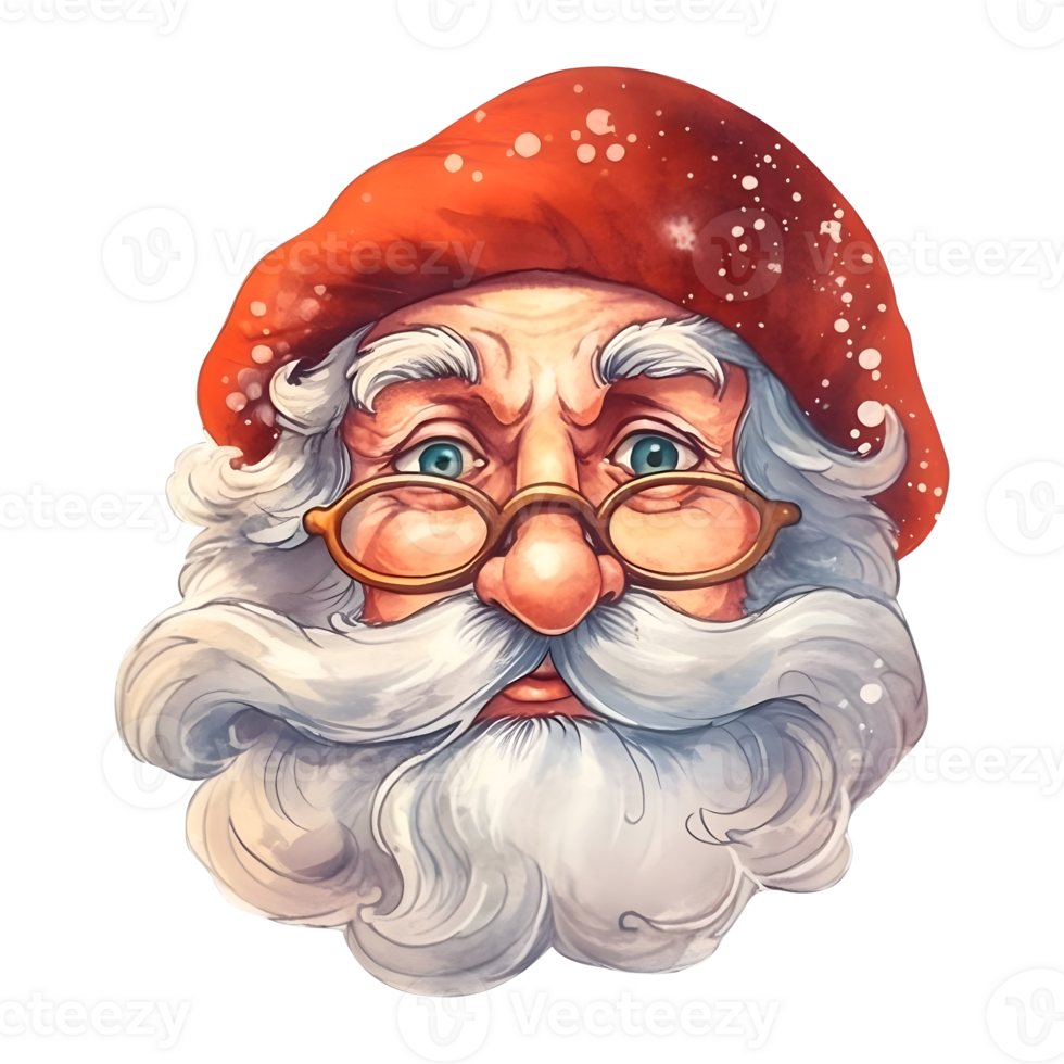 Portrait of Santa Claus head. Smiling Santa Claus. Cartoon santa claus illustration with beard. AI Generative. png
